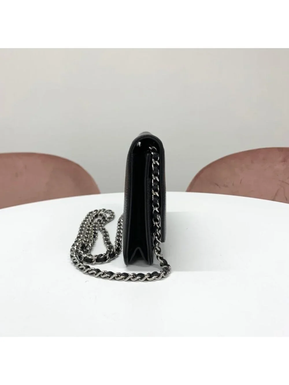 Chanel Caviar Leather CC Logo Shoulder Bag Chain Wallet